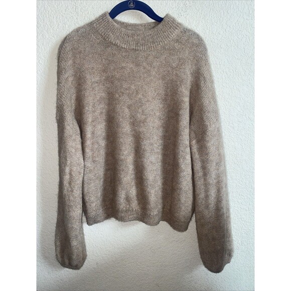 Banana Republic Wool Alpaca Balloon Sleeve Womens Knit Sweater Camel LP Boho - Picture 1 of 12